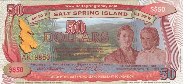 $$50 Salt Spring Dollars